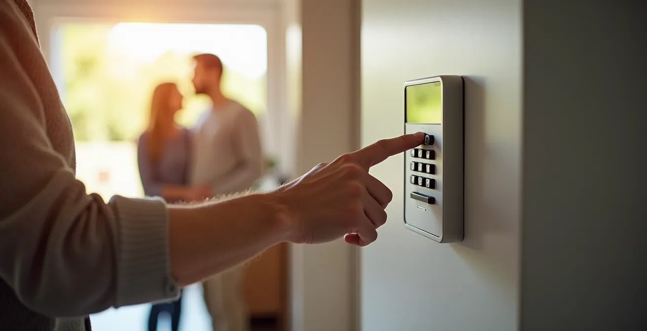 Timeline visuelle montrant l'évolution d'un système d'alarme sur trois ans avec ajouts progressifs